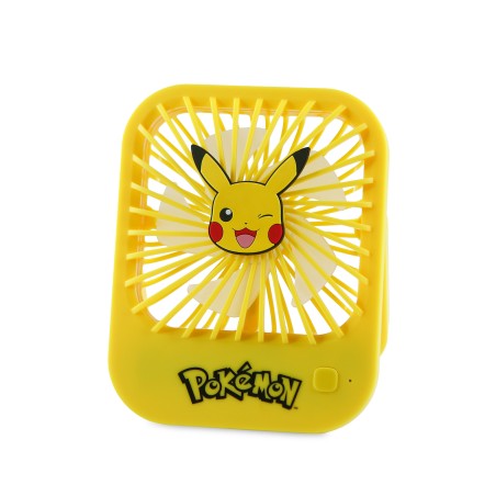 VENTILADOR COMPACTO SILENCIOSO POKÉMON PIKACHU CON SOPORTE PLEGABLE BATERÍA RECARGABLE USB-C Y TRES VELOCIDADES