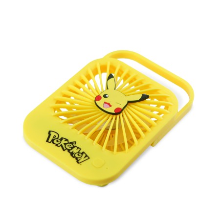 VENTILADOR COMPACTO SILENCIOSO POKÉMON PIKACHU CON SOPORTE PLEGABLE BATERÍA RECARGABLE USB-C Y TRES VELOCIDADES
