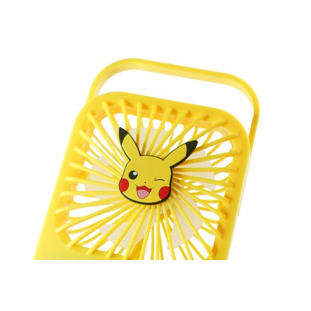 VENTILADOR COMPACTO SILENCIOSO POKÉMON PIKACHU CON SOPORTE PLEGABLE BATERÍA RECARGABLE USB-C Y TRES VELOCIDADES