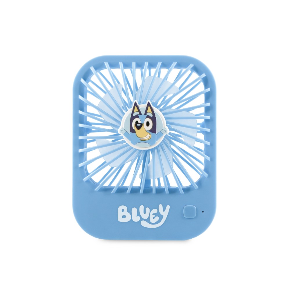 VENTILADOR COMPACTO SILENCIOSO BLUEY CON SOPORTE PLEGABLE BATERÍA RECARGABLE USB-C Y TRES VELOCIDADES