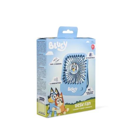 COMPACTE STILLE VENTILATOR BLUEY MET INKLAPBARE STANDAARD, OPLAADBARE BATTERIJ, USB-C EN DRIE SNELHEDEN - The Shop Gamer
