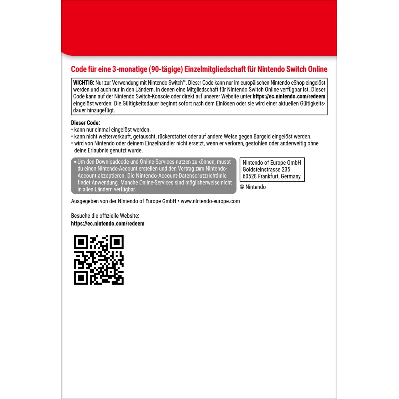 Nintendo Switch Online (Suscripción individual - 3 meses)