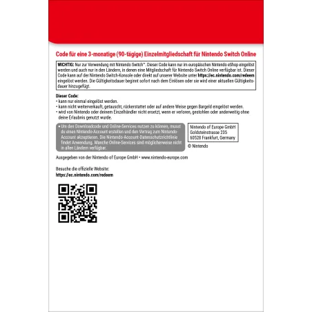 Nintendo Switch Online (Suscripción individual - 3 meses)