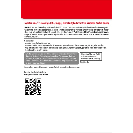 Nintendo Switch Online (Suscripción individual - 12 meses)