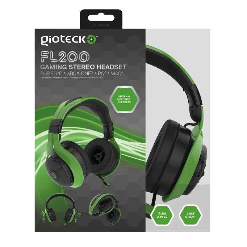FL-200 WIRED STEREO HEADSET - GREEN (UNIVERSAL) - The Shop Gamer