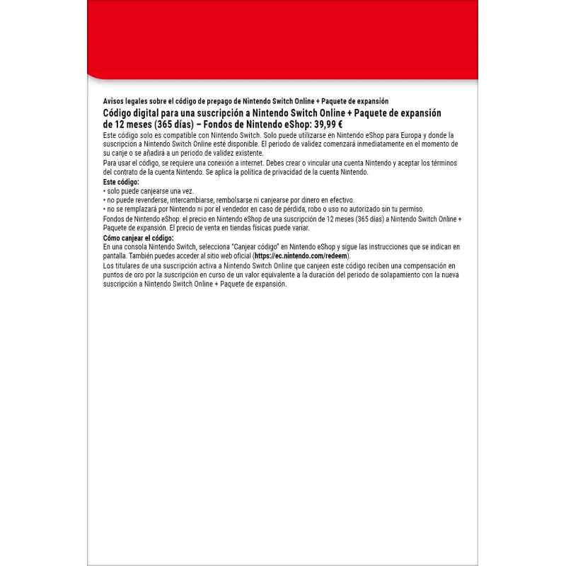 Nintendo Switch Online + Pack additionnel (Abonnement individuel) - The Shop Gamer