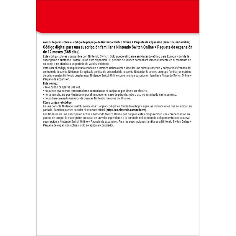 Nintendo Switch Online + Pack d’extension (abonnement familial) - The Shop Gamer