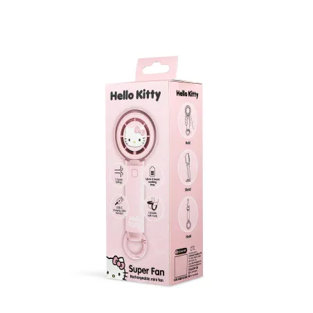 VENTILATEUR DE POCHE SILENCIEUX HELLO KITTY AVEC BATTERIE RECHARGEABLE USB-C ET TROIS VITESSES - The Shop Gamer