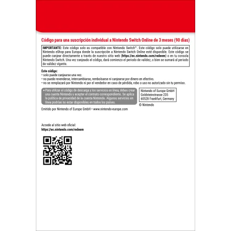 Nintendo Switch Online (Suscripción individual - 3 meses)