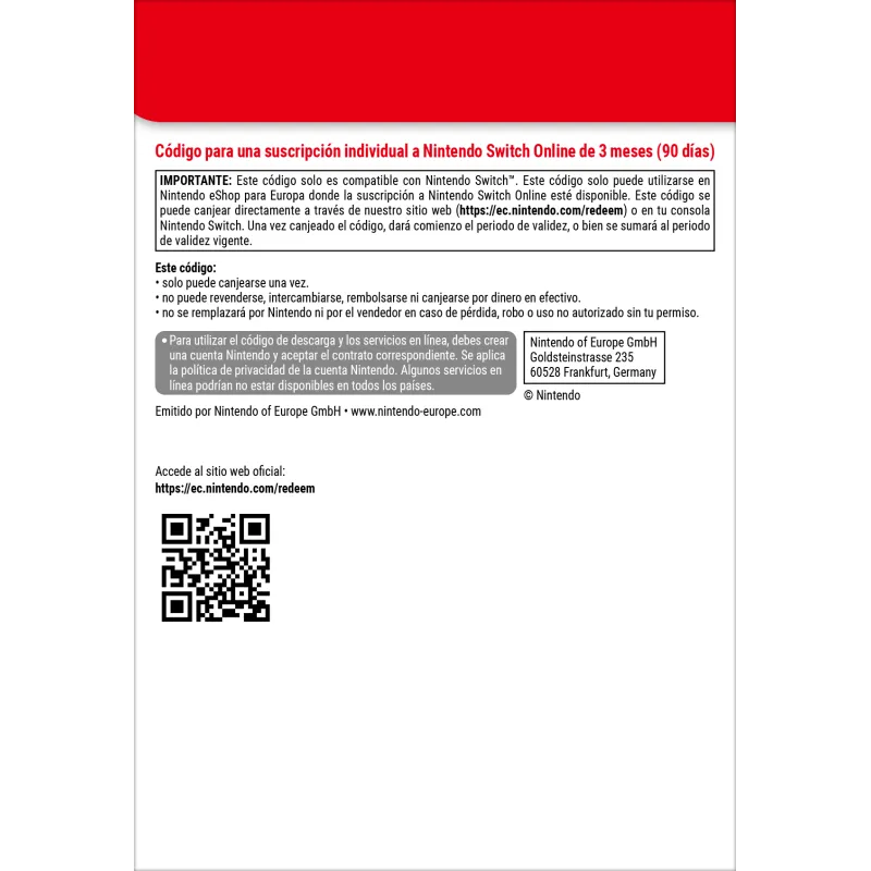 Nintendo Switch Online (Abonnement individuel - 3 mois) - The Shop Gamer
