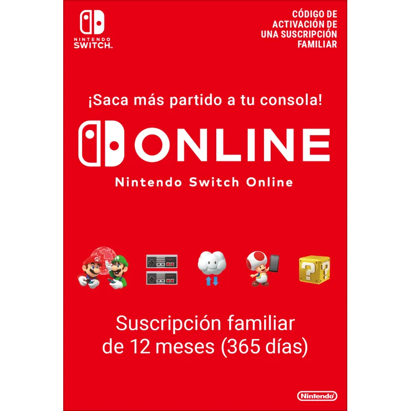Nintendo Switch Online (Suscripción familiar - 12 meses)