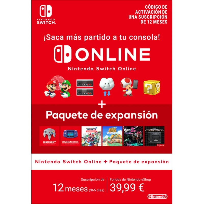 Nintendo Switch Online + Paquete de expansión (Suscripción individual)