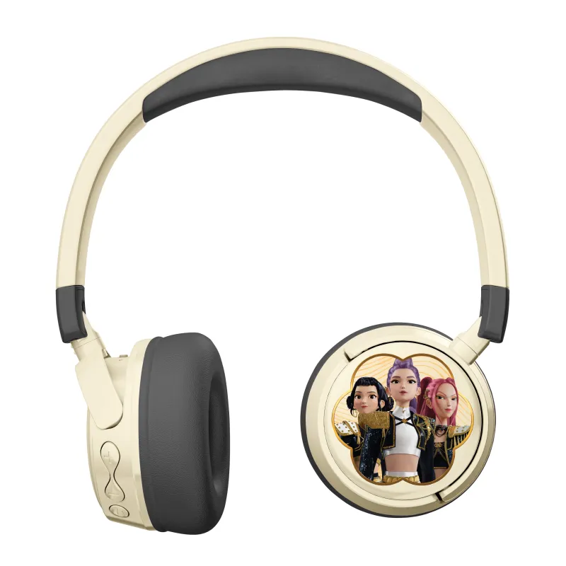 AURICULARES INFANTILES INALÁMBRICOS KPOP DEMON HUNTERS HUNTRIX GOLDEN PLEGABLES Y CON CONTROL PARENTAL DE VOLUMEN