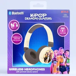 AURICULARES INFANTILES INALÁMBRICOS KPOP DEMON HUNTERS HUNTRIX GOLDEN PLEGABLES Y CON CONTROL PARENTAL DE VOLUMEN