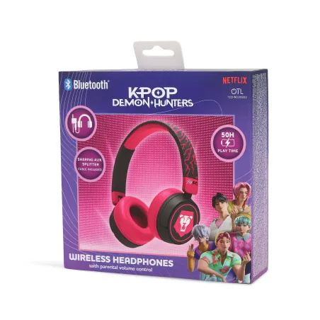 AURICULARES INFANTILES INALÁMBRICOS KPOP DEMON HUNTERS SAJA BOYS PLEGABLES Y CON CONTROL PARENTAL DE VOLUMEN