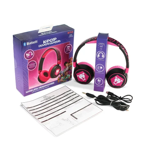 AURICULARES INFANTILES INALÁMBRICOS KPOP DEMON HUNTERS SAJA BOYS PLEGABLES Y CON CONTROL PARENTAL DE VOLUMEN