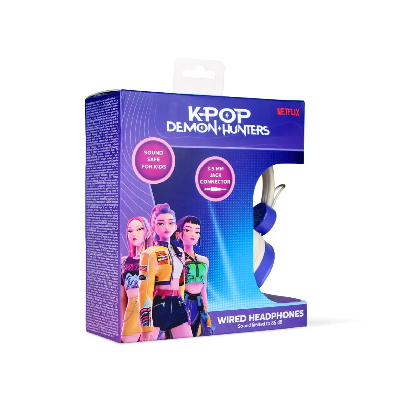 AURICULARES INFANTILES CON CABLE KPOP DEMON HUNTERS HUNTRIX CORE VOLUMEN LIMITADO A 85 dB JACK 3,5 mm Y DIADEMA AJUSTABLE