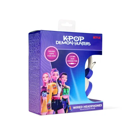 AURICULARES INFANTILES CON CABLE KPOP DEMON HUNTERS HUNTRIX CORE VOLUMEN LIMITADO A 85 dB JACK 3,5 mm Y DIADEMA AJUSTABLE