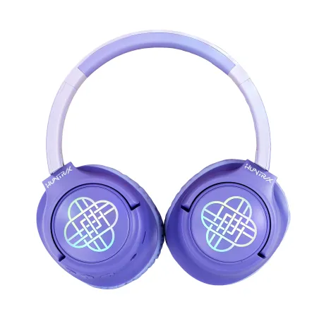 AURICULARES INALÁMBRICOS K-POP DEMON HUNTERS HUNTRIX LOGO CON ILUMINACIÓN LED PLEGABLES Y CON CONTROL PARENTAL DE VOLUMEN