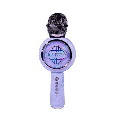 MICRÓFONO KARAOKE CON ALTAVOZ BLUETOOTH KPOP DEMON HUNTERS HUNTRIX LOGO CON LUCES LED COLOR VIOLETA