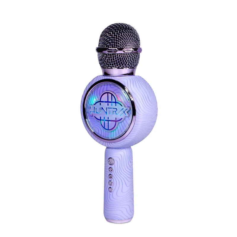 MICRÓFONO KARAOKE CON ALTAVOZ BLUETOOTH KPOP DEMON HUNTERS HUNTRIX LOGO CON LUCES LED COLOR VIOLETA
