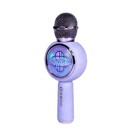 MICRÓFONO KARAOKE CON ALTAVOZ BLUETOOTH KPOP DEMON HUNTERS HUNTRIX LOGO CON LUCES LED COLOR VIOLETA