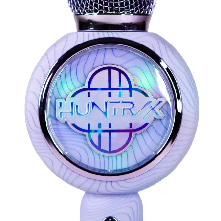 MICRÓFONO KARAOKE CON ALTAVOZ BLUETOOTH KPOP DEMON HUNTERS HUNTRIX LOGO CON LUCES LED COLOR VIOLETA