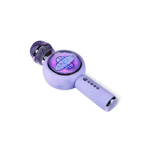 MICRÓFONO KARAOKE CON ALTAVOZ BLUETOOTH KPOP DEMON HUNTERS HUNTRIX LOGO CON LUCES LED COLOR VIOLETA