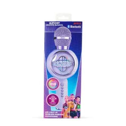 MICRÓFONO KARAOKE CON ALTAVOZ BLUETOOTH KPOP DEMON HUNTERS HUNTRIX LOGO CON LUCES LED COLOR VIOLETA