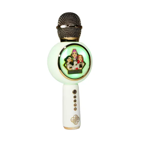 MICRÓFONO KARAOKE CON ALTAVOZ BLUETOOTH KPOP DEMON HUNTERS HUNTRIX GOLDEN CON LUCES LED COLOR VIOLETA