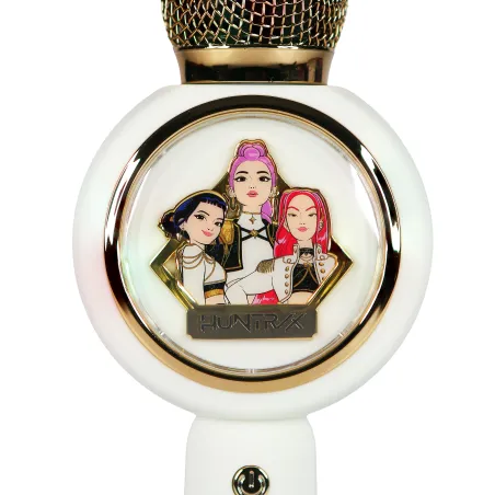 MICRÓFONO KARAOKE CON ALTAVOZ BLUETOOTH KPOP DEMON HUNTERS HUNTRIX GOLDEN CON LUCES LED COLOR VIOLETA