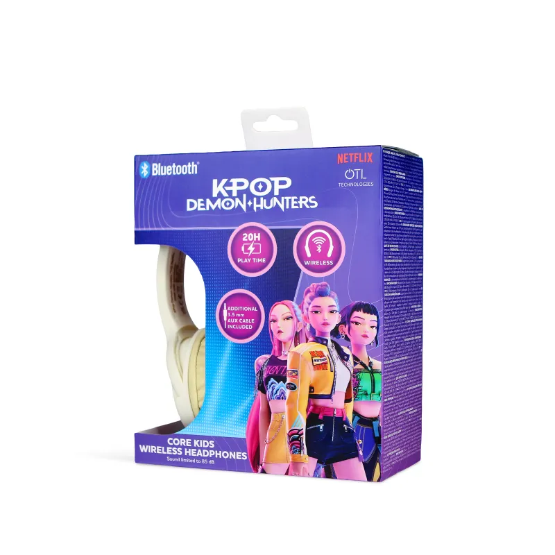 AURICULARES INFANTILES BLUETOOTH KPOP DEMON HUNTERS HUNTR/X COLOR CREMA | HASTA 20 H | VOLUMEN LIMITADO 85 dB | MICRÓFONO