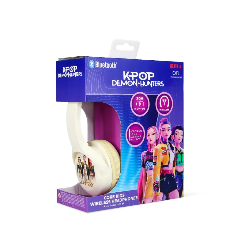 AURICULARES INFANTILES BLUETOOTH KPOP DEMON HUNTERS HUNTR/X COLOR CREMA | HASTA 20 H | VOLUMEN LIMITADO 85 dB | MICRÓFONO