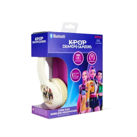 AURICULARES INFANTILES BLUETOOTH KPOP DEMON HUNTERS HUNTR/X COLOR CREMA | HASTA 20 H | VOLUMEN LIMITADO 85 dB | MICRÓFONO