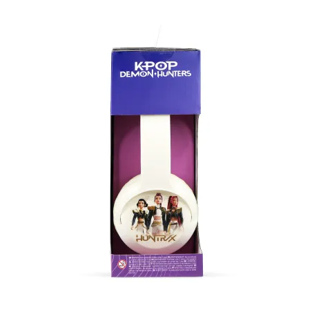 AURICULARES INFANTILES BLUETOOTH KPOP DEMON HUNTERS HUNTR/X COLOR CREMA | HASTA 20 H | VOLUMEN LIMITADO 85 dB | MICRÓFONO