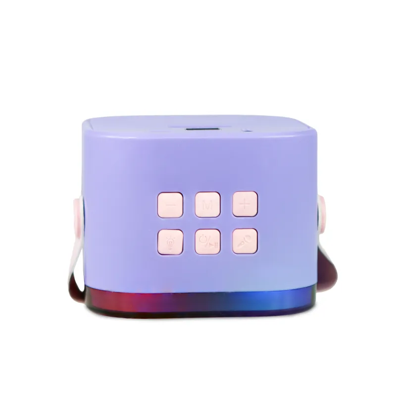KARAOKE INALÁMBRICO KPOP DEMON HUNTERS HUNTRIX LILA CON ALTAVOZ LED Y 1 MICRÓFONO BLUETOOTH 5.3 6 MODOS DE LUZ Y CAMBIADOR VOZ