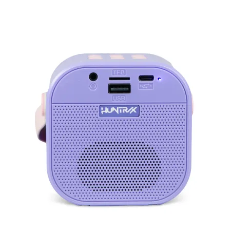KARAOKE INALÁMBRICO KPOP DEMON HUNTERS HUNTRIX LILA CON ALTAVOZ LED Y 1 MICRÓFONO BLUETOOTH 5.3 6 MODOS DE LUZ Y CAMBIADOR VOZ