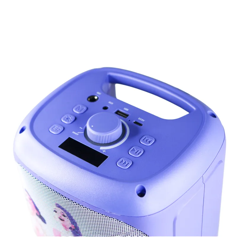 SET KARAOKE INALÁMBRICO K-POP DEMON HUNTERS HUNTRIX PARTY LED CON 2 MICRÓFONOS BLUETOOTH 5.3 LUCES LED Y CAMBIADOR DE VOZ