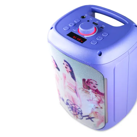 SET KARAOKE INALÁMBRICO K-POP DEMON HUNTERS HUNTRIX PARTY LED CON 2 MICRÓFONOS BLUETOOTH 5.3 LUCES LED Y CAMBIADOR DE VOZ