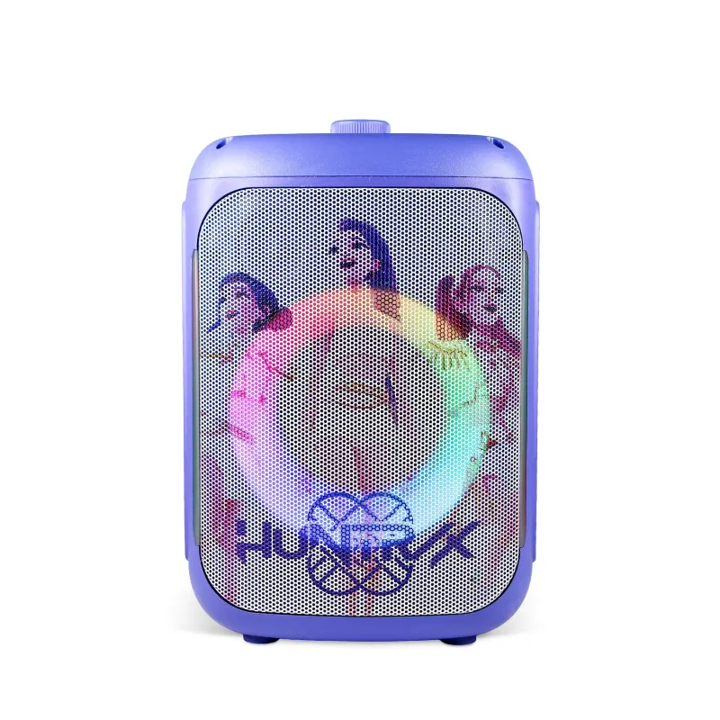 SET KARAOKE INALÁMBRICO K-POP DEMON HUNTERS HUNTRIX PARTY LED CON 2 MICRÓFONOS BLUETOOTH 5.3 LUCES LED Y CAMBIADOR DE VOZ