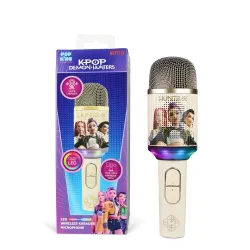 MICRÓFONO KARAOKE INALÁMBRICO KPOP DEMON HUNTERS HUNTRIX GOLDEN CON ALTAVOZ Y LUCES LED BLUETOOTH 5.3 CAMBIADOR DE VOZ HASTA 5 H