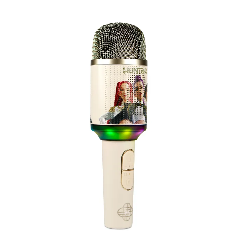 MICRÓFONO KARAOKE INALÁMBRICO KPOP DEMON HUNTERS HUNTRIX GOLDEN CON ALTAVOZ Y LUCES LED BLUETOOTH 5.3 CAMBIADOR DE VOZ HASTA 5 H