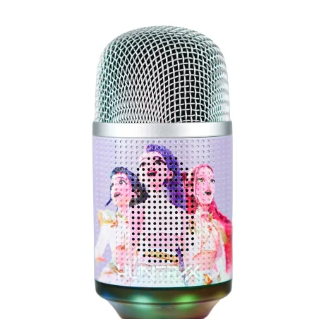 MICRÓFONO KARAOKE INALÁMBRICO KPOP DEMON HUNTERS HUNTRIX FINALE CON ALTAVOZ Y LUCES LED BLUETOOTH 5.3 CAMBIADOR DE VOZ HASTA 5 H