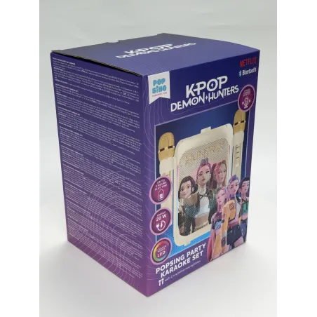 SET KARAOKE INALÁMBRICO KPOP DEMON HUNTERS HUNTRIX GOLDEN CON 2 MICRÓFONOS BLUETOOTH 5.3 LUCES LED E CAMBIADOR DE VOZ