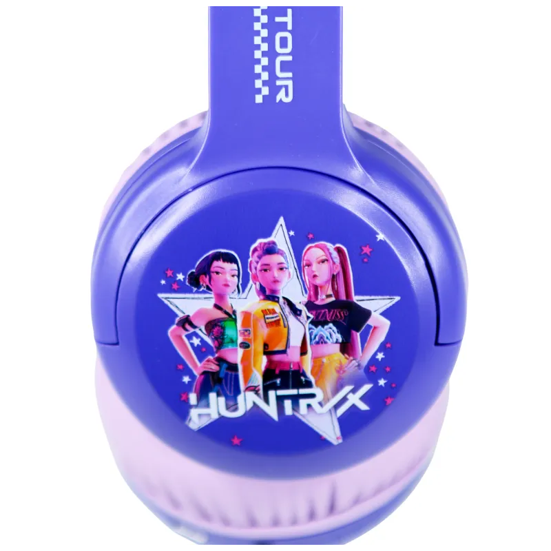 AURICULARES INFANTILES BLUETOOTH KPOP DEMON HUNTERS WORLD TOUR COLOR LILA | HASTA 20 H | VOLUMEN LIMITADO 85 dB | MICRÓFONO
