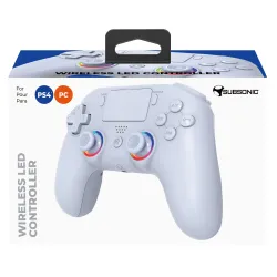 MANDO INALÁMBRICO SUBSONIC COMPATIBLE CON PS4 Y PC PLAYSTATION 4 COLOR BLANCO Y LUCES LED GARANTÍA EUROPEA EUROPEAN WARRANTY