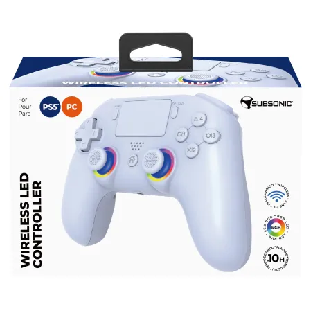 MANDO INALÁMBRICO SUBSONIC COMPATIBLE CON PS5 PLAYSTATION 5 COLOR BLANCO Y LUCES LED GARANTÍA EUROPEA EUROPEAN WARRANTY