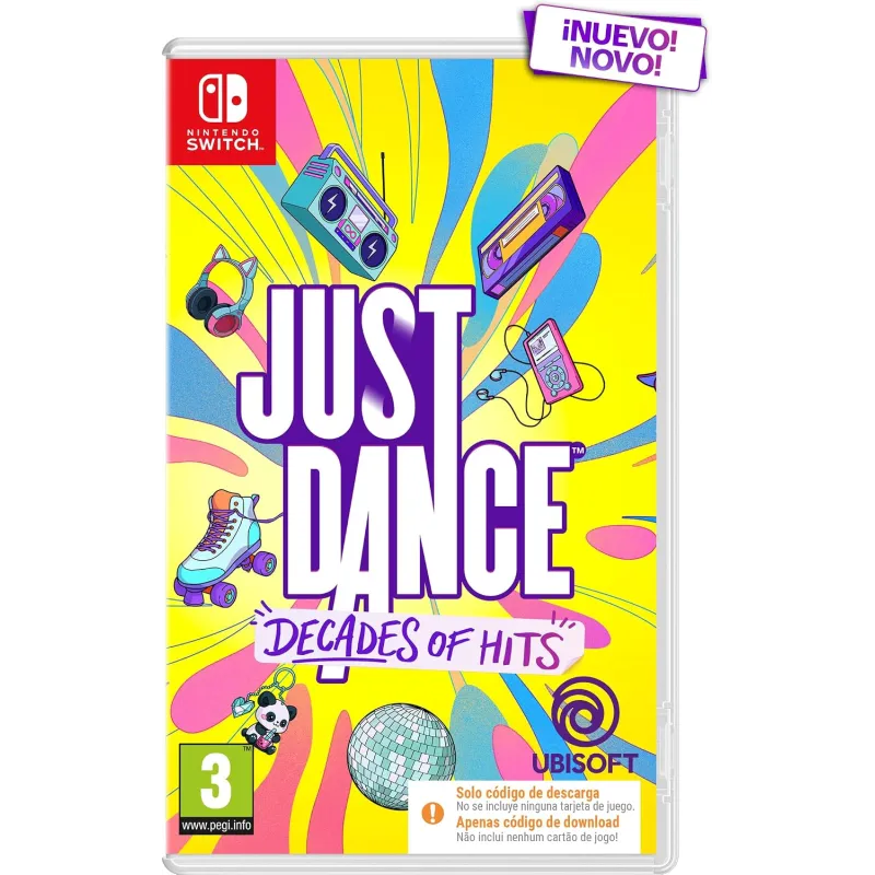 JUST DANCE: DECADES OF HITS SWITCH CAJA CON CÓDIGO DE DESCARGA DE JUEGO COMPLETO PARA NINTENDO SWITCH VERSIÓN ESPAÑOLA GARANT EU