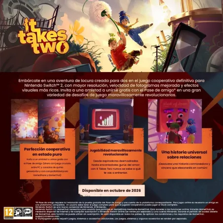 IT TAKES TWO SWITCH2 TARJETA LLAVE DE JUEGO PARA NINTENDO SWITCH 2 VERSIÓN ESPAÑOLA GARANTIA EUROPEA EUROPEAN WARRANTY