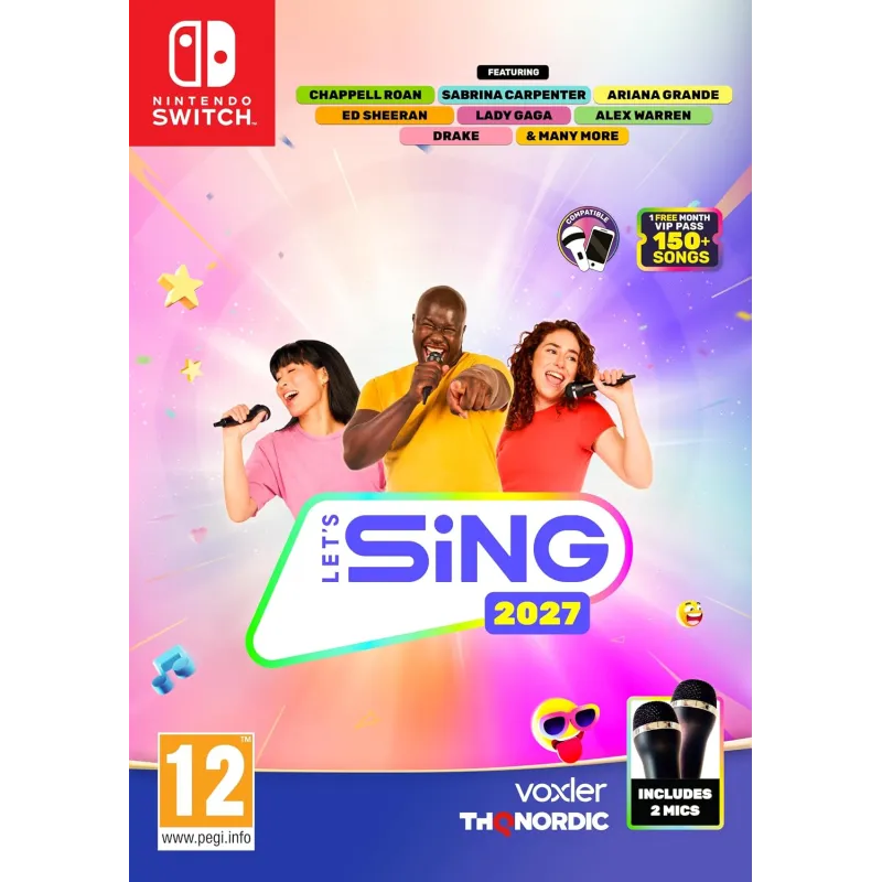 LET'S SING 2027 CON 2 MICRÓFONOS SWITCH JUEGO FÍSICO PARA NINTENDO SWITCH VERSIÓN ESPAÑOLA GARANTÍA EUROPEA EUROPEAN WARRANTY